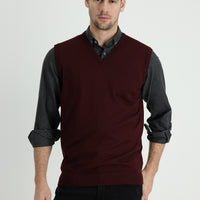 Koyu Bordo V Yaka Pamuklu Triko Süveter