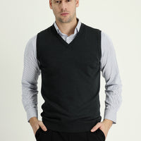 Koyu Antrasit V Yaka Triko Süveter