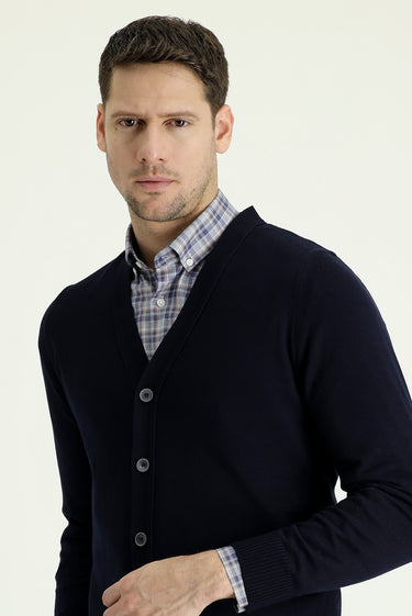 Koyu Lacivert Regular Fit Triko Hırka