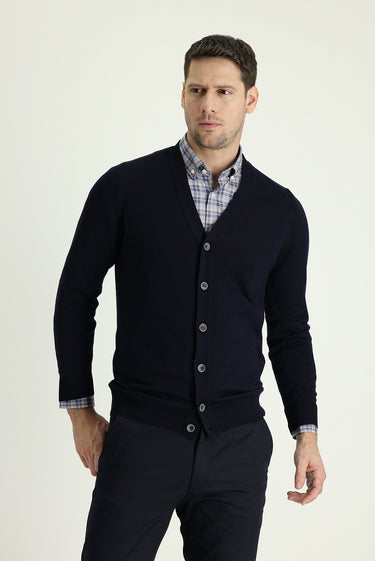 Koyu Lacivert Regular Fit Triko Hırka