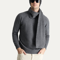 Orta Füme Yarım Balıkçı Yaka Slim Fit Dar Kesim Dikişsiz Desenli Triko Kazak