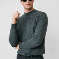 Orta Füme Yarım Balıkçı Yaka Slim Fit Desenli Triko Kazak