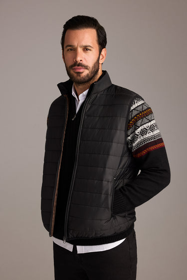 Siyah Yarım Balıkçı Yaka Slim Fit Dar Kesim Fermuarlı Desenli Triko Kazak