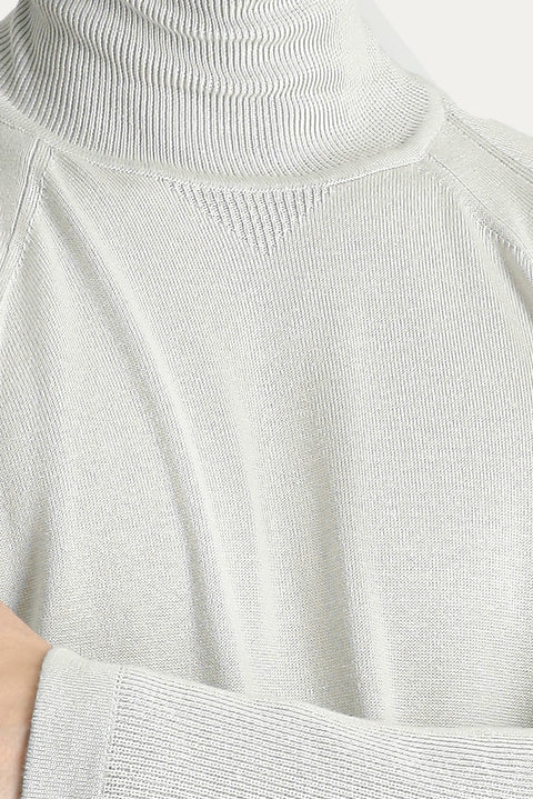 Stone Turtleneck Slim Fit Narrow Cut Patterned Cotton Knit Sweater