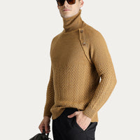 Camel Balıkçı Yaka Slim Fit Dar Kesim Desenli Yünlü Triko Kazak
