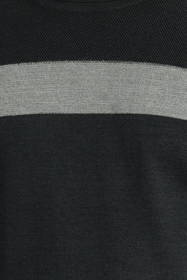 Koyu Antrasit Melanj Bisiklet Yaka Slim Fit Dar Kesim Desenli Triko Kazak
