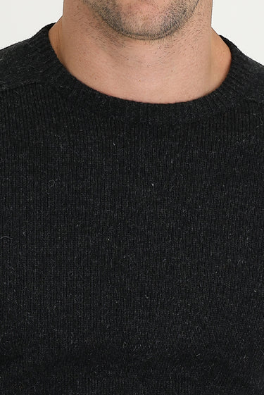 Koyu Antrasit Bisiklet Yaka Regular Fit Yünlü Desenli Triko Kazak