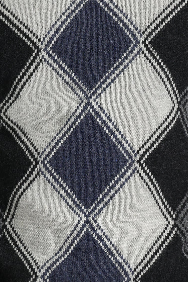 Orta Füme Bisiklet Yaka Regular Fit Yünlü Desenli Triko Kazak