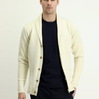 Ekru Slim Fit Dar Kesim Triko Hırka