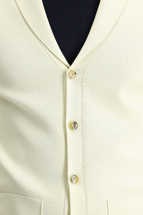 Ekru Slim Fit Dar Kesim Triko Hırka