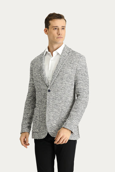 Orta Gri Regular Fit Desenli Spor Örme Ceket