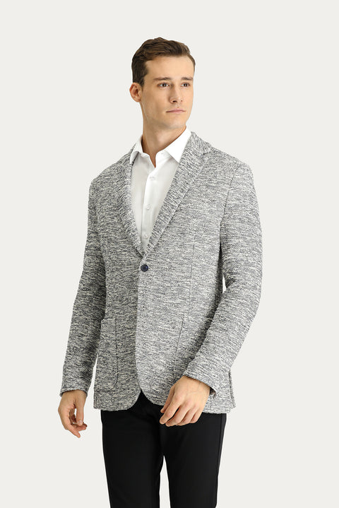 Orta Gri 6 Drop Regular Fit Standart Kesim Desenli Spor Örme Ceket