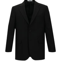 Siyah Slim Fit Dar Kesim Yünlü Klasik Desenli Ceket
