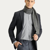 Koyu Lacivert Relaxed Fit Rahat Kesim Klasik Desenli Ceket