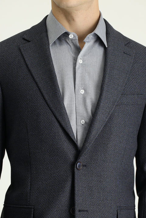 Koyu Lacivert 4 Drop Relaxed Fit Rahat Kesim Klasik Desenli Ceket