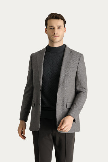 Acı Kahve Relaxed Fit Rahat Kesim Klasik Desenli Ceket