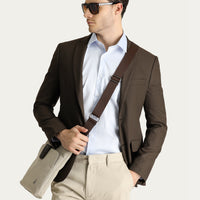 Koyu Kahve Super Slim Fit Ekstra Dar Kesim Klasik Desenli Ceket
