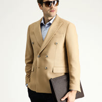 Camel 6 Drop Regular Fit Standart Kesim Kruvaze Desenli Ceket