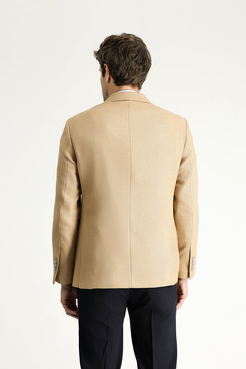 Camel 6 Drop Regular Fit Standart Kesim Kruvaze Desenli Ceket