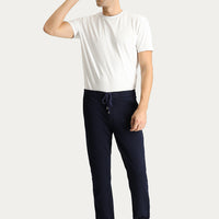 Koyu Lacivert Slim Fit Dar Kesim Beli Lastikli İpli Likralı Pantolon