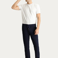Koyu Lacivert Slim Fit Dar Kesim Beli Lastikli İpli Likralı Jogger Pantolon