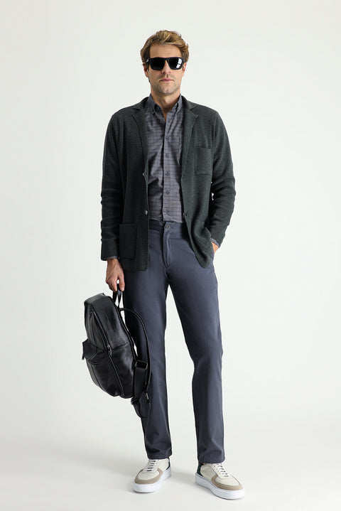 Koyu Füme Regular Fit Standart Kesim Pamuk Kanvas / Chino Pantolon