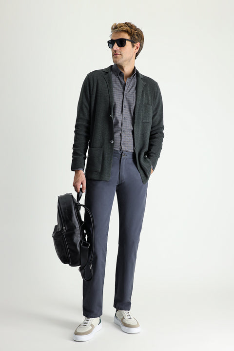 Koyu Füme Regular Fit Standart Kesim Pamuk Kanvas / Chino Pantolon