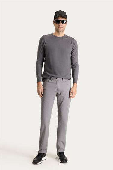 Bulut Gri Regular Fit Likralı Kanvas / Chino Pantolon