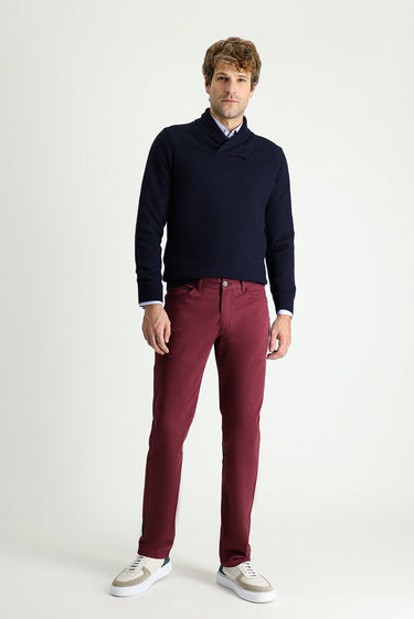 Açık Bordo Regular Fit Likralı Kanvas / Chino Pantolon