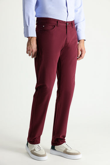 Açık Bordo Regular Fit Likralı Kanvas / Chino Pantolon