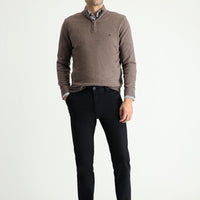Siyah Regular Fit Likralı Kanvas / Chino Pantolon