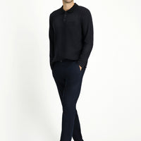 Orta Lacivert Regular Fit Likralı Kanvas / Chino Pantolon