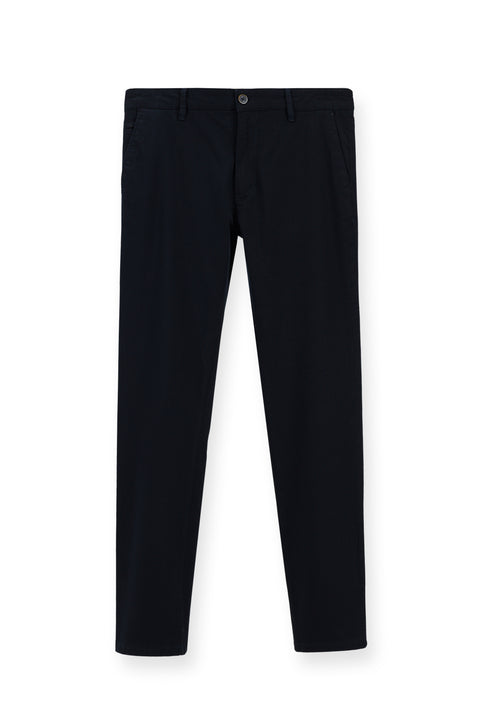 Koyu Lacivert Regular Fit Standart Kesim Likralı Kanvas / Chino Pantolon