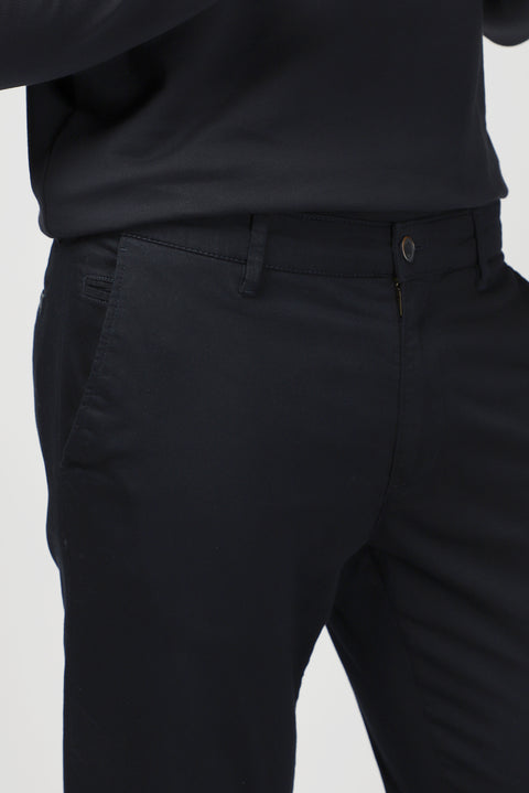 Koyu Lacivert Regular Fit Standart Kesim Likralı Kanvas / Chino Pantolon