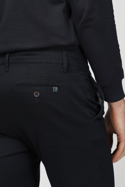 Koyu Lacivert Regular Fit Standart Kesim Likralı Kanvas / Chino Pantolon