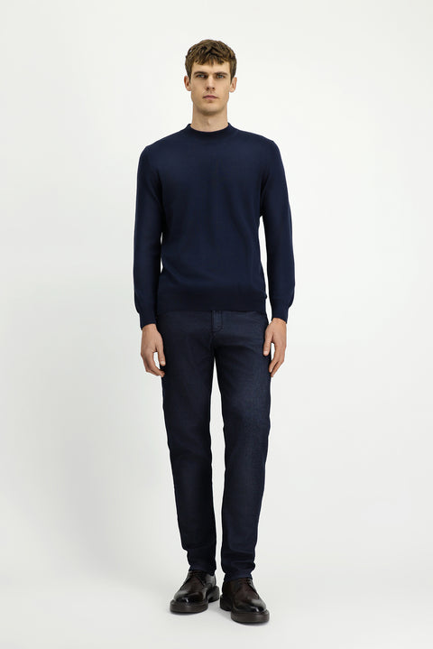 Açık Lacivert Regular Fit Standart Kesim Likralı Saten Kanvas / Chino Pantolon