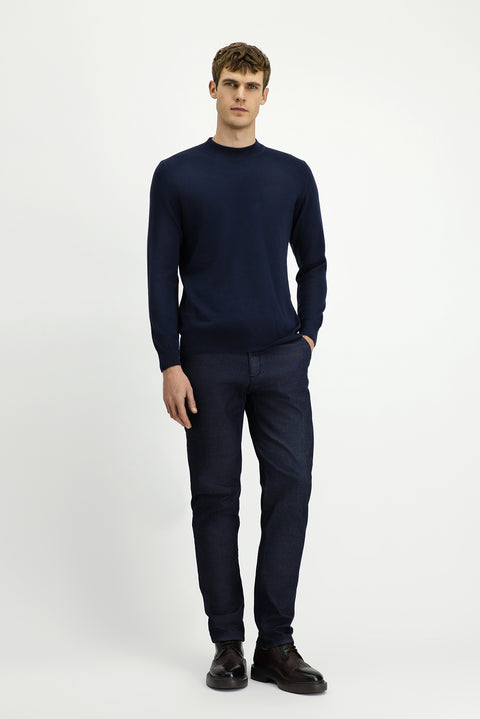 Açık Lacivert Regular Fit Standart Kesim Likralı Saten Kanvas / Chino Pantolon