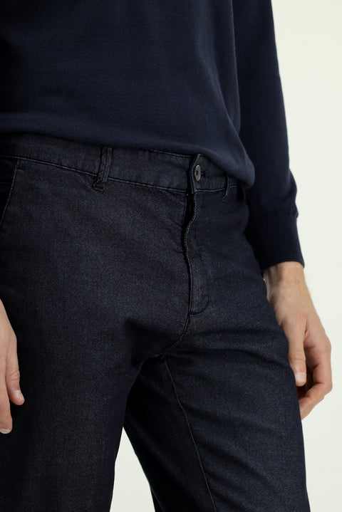 Açık Lacivert Regular Fit Standart Kesim Likralı Saten Kanvas / Chino Pantolon