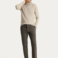 Koyu Yeşil Regular Fit Desenli Likralı Kanvas / Chino Pantolon