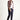Koyu Lacivert Slim Fit Dar Kesim Beli Lastikli İpli Desenli Likralı Pantolon
