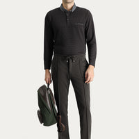 Acı Kahve Slim Fit Dar Kesim Beli Lastikli İpli Likralı Örme Pantolon