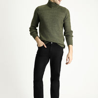 Siyah Slim Fit Dar Kesim Beli Lastikli İpli Likralı Örme Kanvas / Chino Pantolon