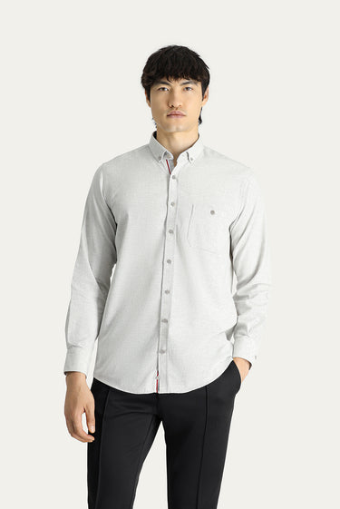 Krem Uzun Kol Regular Fit Oduncu Pamuklu Düğmeli Yaka Gömlek