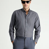 Medium Anthracite Long Sleeve Regular Fit Plaid Cotton Easy Iron Button-Down Collar Shirt