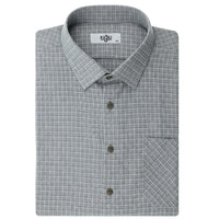 Light Grey Plus Size Long Sleeve Plaid Cotton Easy-Iron Pocketed Lumberjack Shirt