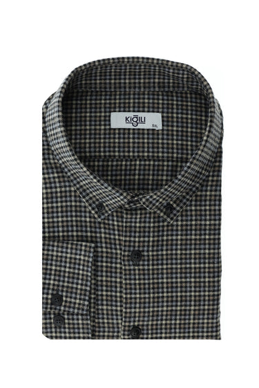 Siyah Büyük Beden Uzun Kol Ekose Pamuklu Kolay Ütülenebilir Düğmeli Yaka Oduncu Gömlek