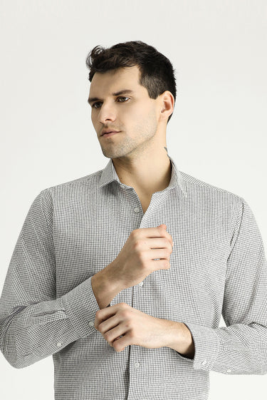 Beyaz Uzun Kol Regular Fit Oduncu Kareli Pamuklu Kolay Ütülenebilir Gömlek