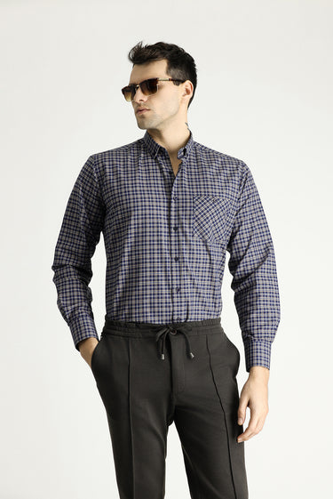 Hardal Uzun Kol Regular Fit Ekose Pamuklu Kolay Ütülenebilir Düğmeli Yaka Gömlek