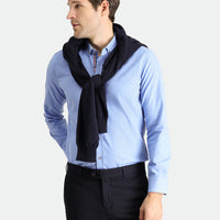 Havacı Mavi Uzun Kol Slim Fit Dar Kesim Oduncu Spor Pamuklu Düğmeli Yaka Gömlek