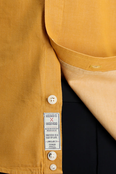 Hardal Uzun Kol Slim Fit Dar Kesim Denim Pamuk Gömlek